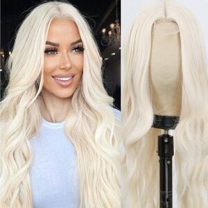 Synthetic Heat Resistant U Part Wigs Long Brown Mixed Blonde Loose Wavy Wig